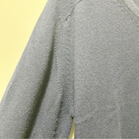 Thane 100% Cashmere V Neck Sweater Vintage Size Large XL Navy Blue Ribbed Hems - Picture 5 of 12